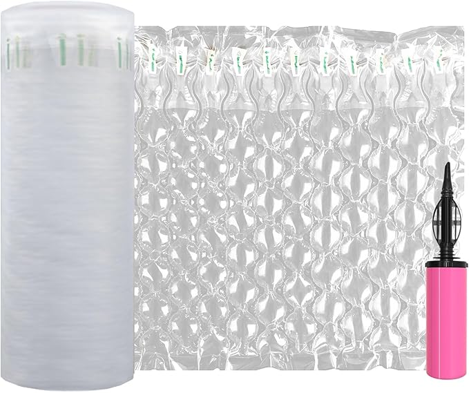 Inflatable Bubble Cushioning Wrap Roll Bottle Shipper Protector Sleeve 12"x164' Large Size Air Bubbles Packing Supplies for Fragile Items, Air Pillows for Shipping Moving Packaging Material