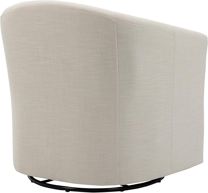 UIXE 360° Swivel Barrel Accent Chair, Modern Round Arm Chair Upholstered Club Armchair, Single Sofa Seating in Fabric for Living Room, Bedroom (Beige)