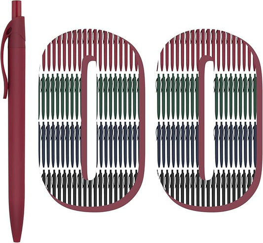 Deegtran Black Ink Ballpoint Pens Bulk, 100 Pack, Medium Point, No Bleed, Retractable, Soft Grip, Black Ink, 1.0MM