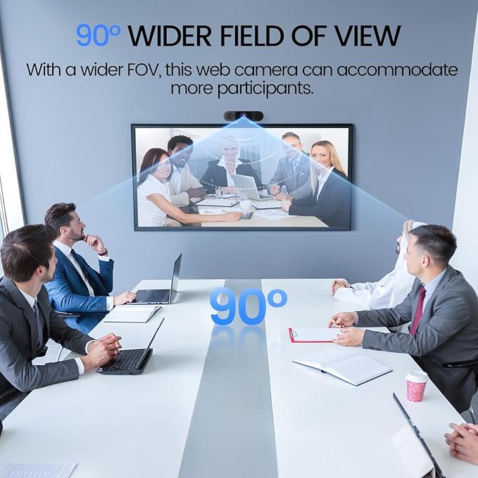 EMEET 1080P Webcam with Microphone, C960 Web Cam, 2 Mics, 90° FOV, USB Type-A & A-to-C Adapter, Plug&Play Computer Camera for Online Calling, Zoom/Teams/Facetime, Switch 2 Camera Support, 2025 Version