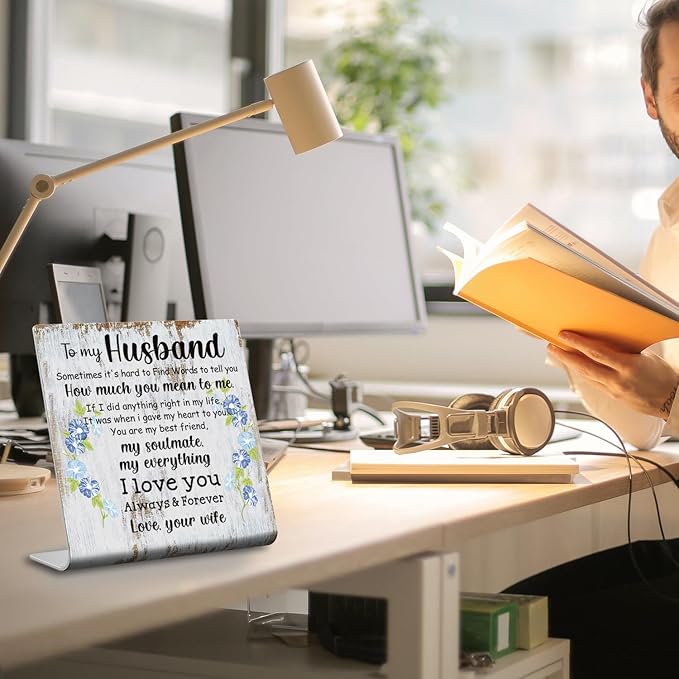 Husband Gifts from Wife To My Husband Sign Plaque Gift Wedding Anniversary Romantic Gifts for Husband Birthday Christmas Valentine's Fathers Day from Wife 4 x 4 inch XUV67