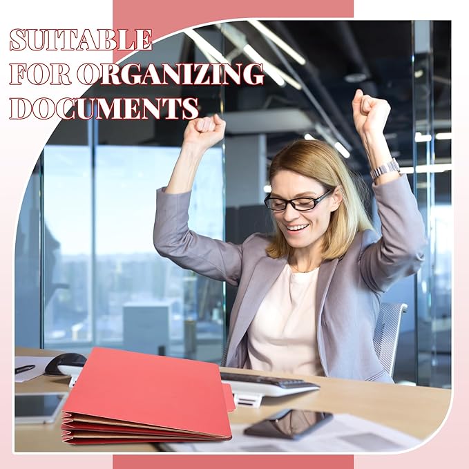 Skyygemm 12 Pack Classification File Folders Bulk with Divider and 2" Expansion, Pressboard Folder with 2 Prong Fasteners for Employee Records Medical Charts Office Document Organization(Red)