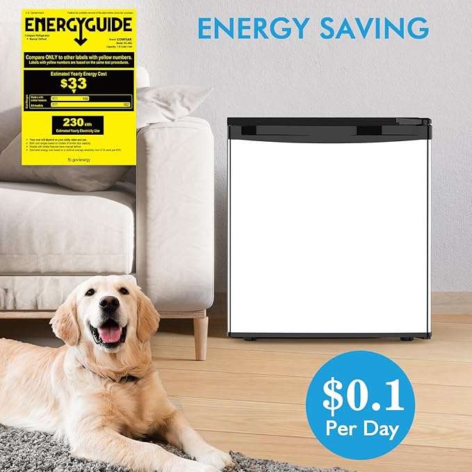 COWSAR 1.6 Cu.Ft Compact Fridge with Freezer, Refrigerator with 7 Temperature Settings, Energy-efficient Low Noise Small Refrigerator Suitable for Dorm, Office, Bar, RV, Bedroom, Commercial