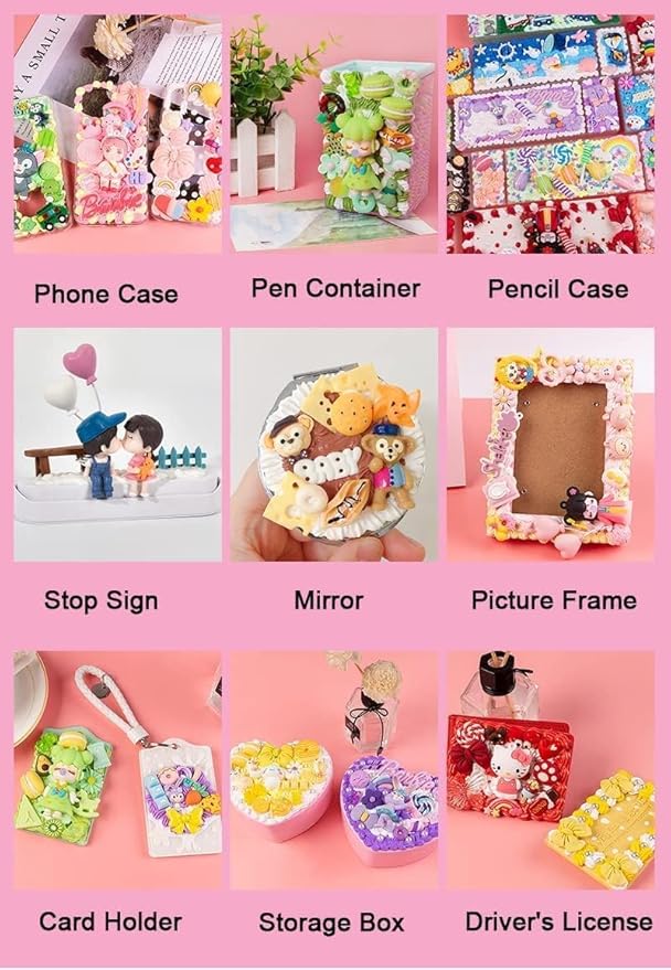 BoFUN Decoden Simulation Cream Glue DIY Coloring Kit - Includes Whipped Cream Clay, Acrylic Paints, Palettes, Scraper Set - Customize Colors for Phone Cases, Jewelry & Crafts (Blue/Red/White)