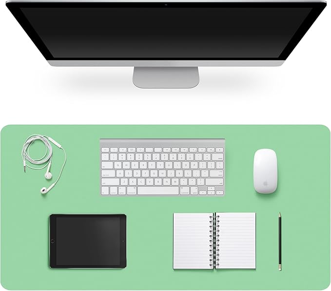 Leather Desk Pad Protector,Non-Slip Desk Pad,on-Slip PU Leather Large Mouse Pad,Easy Clean Desk Protecor Mat,Writing Pad for Office Work/Home/Decor(Turquoise, 35.4" x 17")