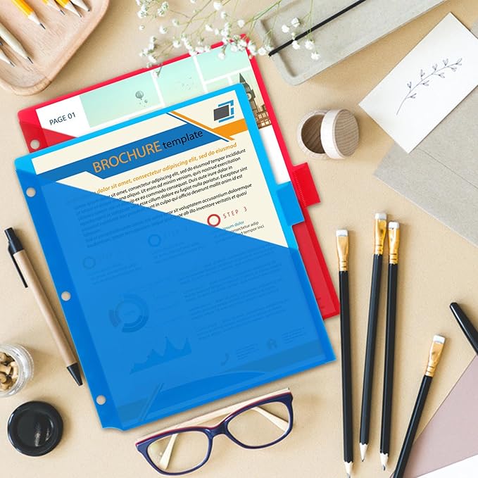 WOT I Plastic 8-Tab Dividers with Two Pockets, Multicolor, Set of 2, 16 Pieces