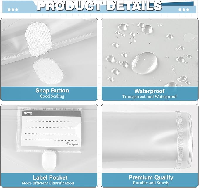 Clear Binder Pockets for 3 Ring, 28 PCS Plastic Binder Folders Envelopes with Extra-Long Hook and Loop Closure, Letter Size Heavyweight Poly Binder Organizer with Label Pocket for School Office Home