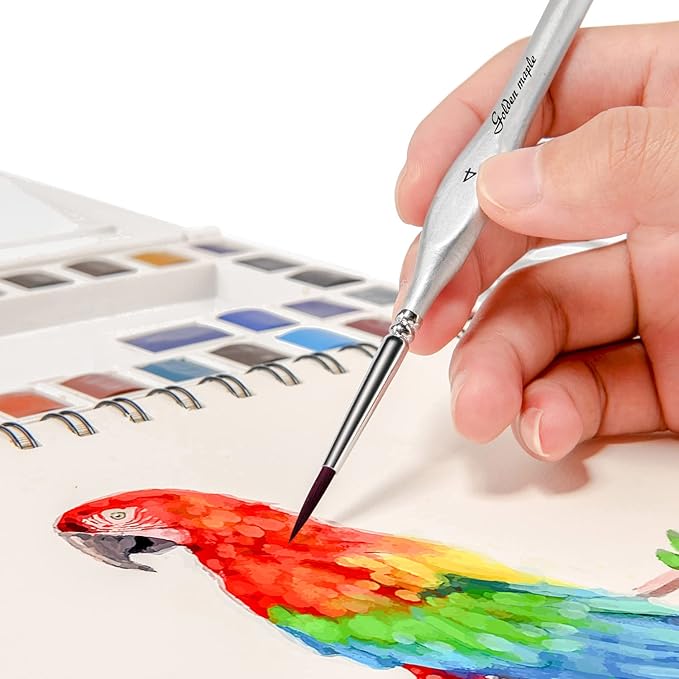 Golden Maple Detail Paint Brush Set, 15 PC Miniature Painting Brushes Kit Small Fine Paint Brush Set for Acrylic, Enamel, Watercolor, Oil, Model Painting