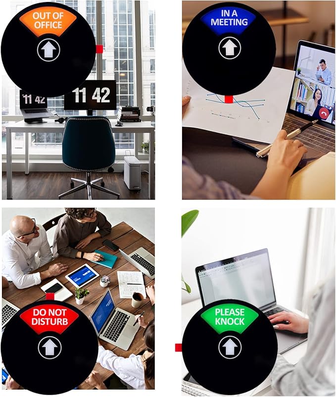 Kichwit Privacy Sign for Office Door, Do Not Disturb, Out of Office, Please Knock, In a Meeting, Conference Sign for Offices, 5 Inch, Black