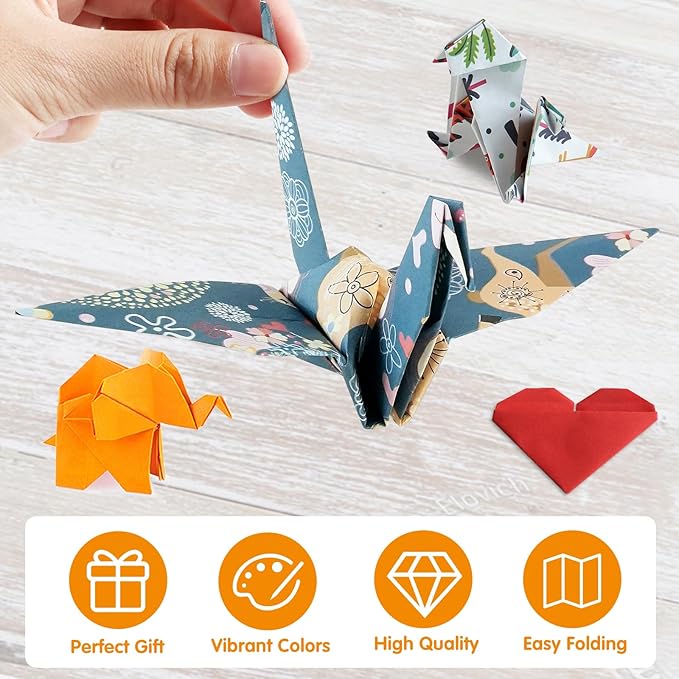 Pigipigi Kids Craft Origami Paper Kit for Kids Ages 5-8 8-12, with Guiding Book, 160 Sheets DIY Art and Crafts Supplies, Colorful Folding Papers Set Projects Gifts Activity for Boy Girl Toy(Forest)