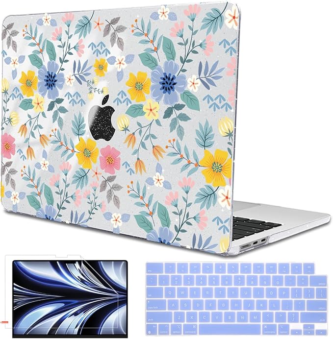 Case Compatible with MacBook Air 13.6 inch 2025 2024 2023 2022 M4 M3 M2 A3113 A2681 A3240 Cover with Touch ID, Pattern Plastic Hard Shell Case for MacBook Air 13 inch M4 2025, Flowers L213