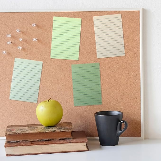 12 Pads Green Boho Sticky Notes 4x6 with Line, Lined Self Stick Notes Pads Boho Office Supplies, Vintage Aesthetic School Accessories 50 Sheets/pad