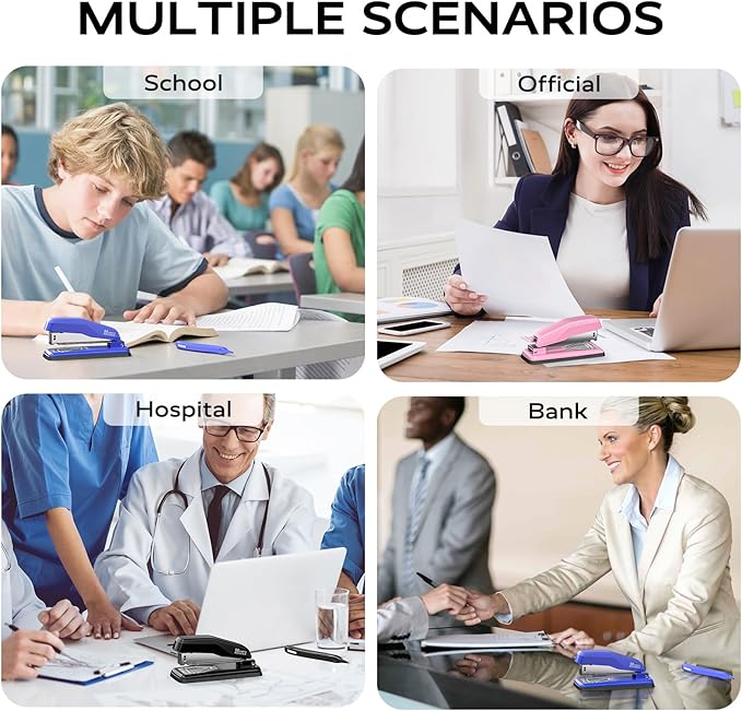 Desktop Stapler, Swing-Arm Swivel Stapler, 50 Sheet Capacity, 2000 Staples and Staple Remover, Rotatable Heavy Duty Staplers for Office, Home, Classroom, Booklet, Book Binding,Black