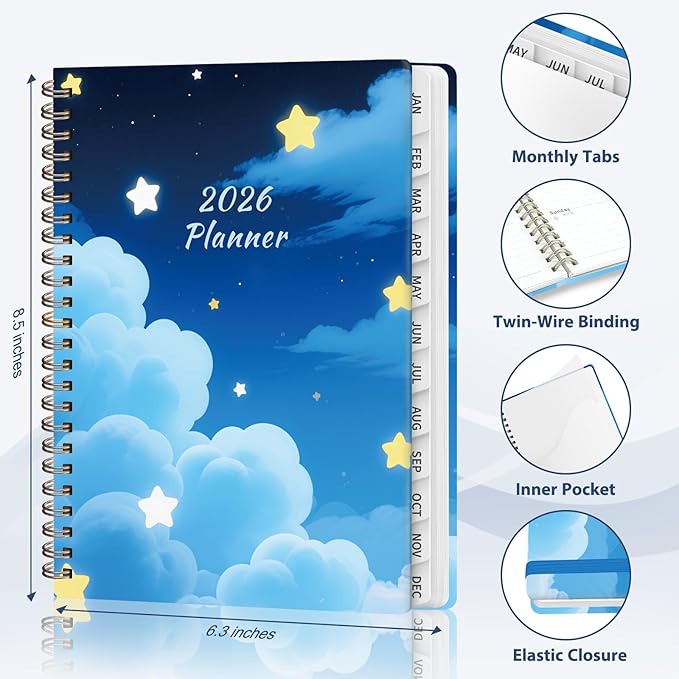 2026 Planner, Weekly and Monthly Calendar Planner Agenda, Jan 2026 - Dec 2026, Planning Academic Book, Office Desk Accessories and School Supplies - A5 (6.3'' x 8.5'')