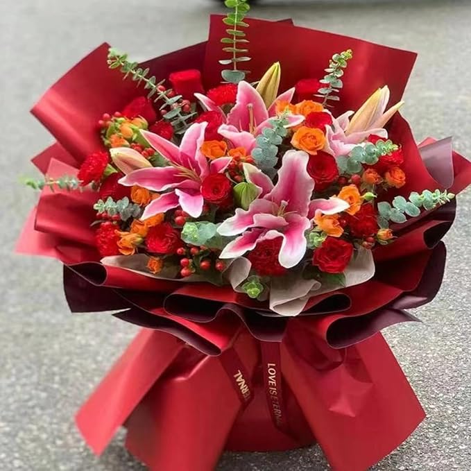 Vanhench 17.5"×963" Red Wrapping Paper Roll for Women Kids, Solid Color Art Kraft Craft Paper for Wedding, Birthday, Mothers Day Gifts, Bouquet Flower Poster Bulletin Board