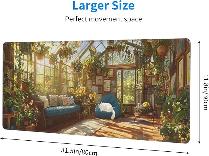Room Mouse Pad 31.5 X 11.8 Inch Big Desk Rubber Base Stitched Edges Keyboard Pad XXL Mouse Mat for Home Game and Office