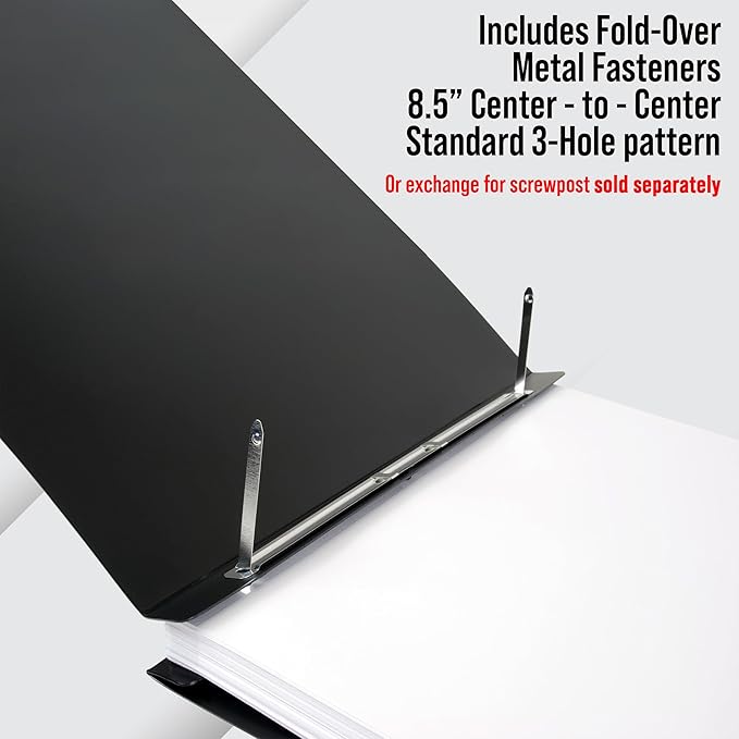 Premium 11x17 Pressboard Binder with High-Density Polyethylene - 3" Capacity, Crush Finish Exterior, Made in USA, Black - Pack of 6
