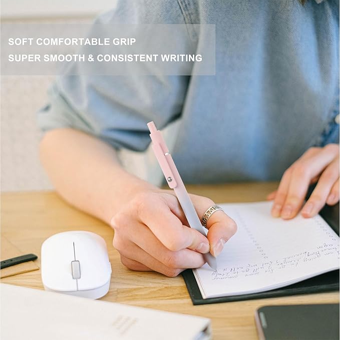 LINFANC Gel Pens, 10 pcs Medium Point 0.7mm, Gradient Color, Black Ink, Retractable Design, Aesthetic Pens for Journaling, School Supplies, Office Supplies