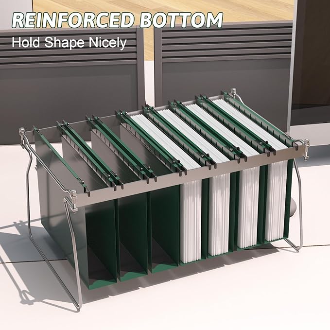 Plastic Hanging File Folder Extra Capacity,12 Pack Reinforced Hang Folders with Heavy Duty 2 Inch Expansion,Filing Cabinet Folders Letter Size,Hanging Organizer Designed for Bulky Files(Green)