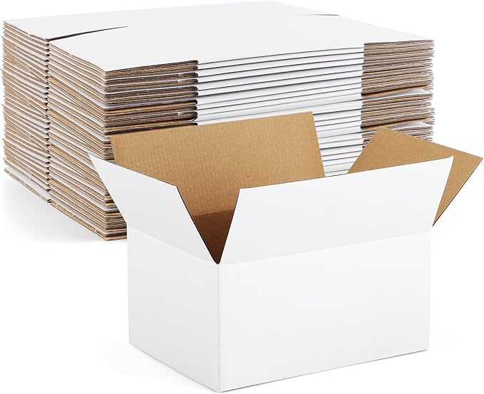 Eupako 8x6x4-Small-Shipping-Boxes-30-Pack-White-Corrugated-Box-Mailers, Cardboard Boxes for Packaging Small Business, Mailing