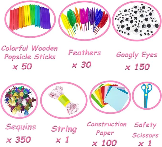 VLUSSO 3000Pcs Arts and Crafts Supplies for Kids Girls 8-12 Craft Kit with Pipe Cleaners Beads Crafts for Kids DIY School Supplies Set Crafting Box for Girls Boys Age 4-6, 6-8, 8-12 Years Gifts