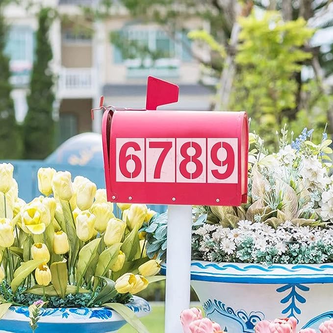 8 Inch Plastic Number Stencils - Reusable Digital Painting Templates for Cake Decorating