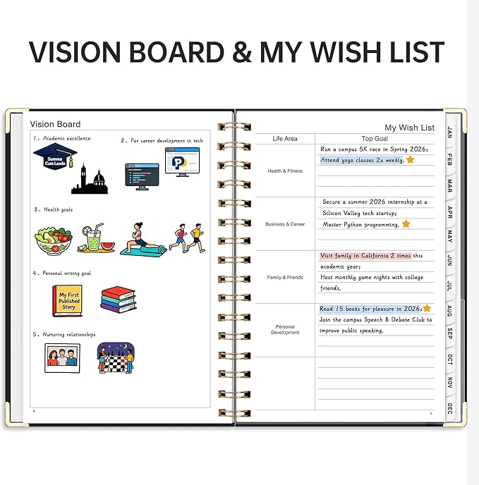 2026 Planner, Weekly and Monthly, A5 Size (5.7" x 8.3"), Jan 2026 - Dec 2026, Calendar, To-do List, Agenda, 12-Month Tabs, Hardcover, 100 GSM Thick Paper, Spiral-bound (Black)