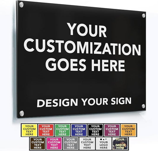 Custom Outdoor Aluminum Signs - Metal Business Signs With Black Background, 12x8 In