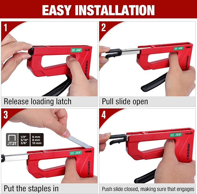Arrow Light Duty Staple Gun, Lightweight Upholstery Stapler Kit for Wood with 1000 JT21 Staples, Plastic Housing Tacker for Crafts, Fabric, DIY, Household