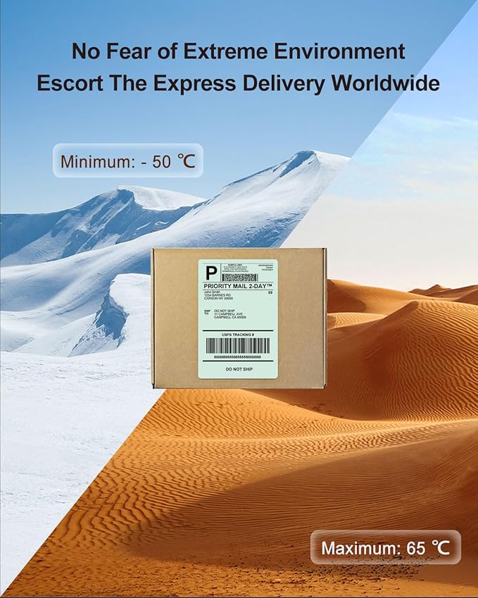 Phomemo 4x6 Thermal Labels for Shipping Label Printer - 500PCS Green Mailing Labels - 4x6 Direct Thermal Label Fanfold Compatible with Rollo,MUNBYN,Nelko,JADENS,POLONO - Water/Oilproof - NO BPA/BPS