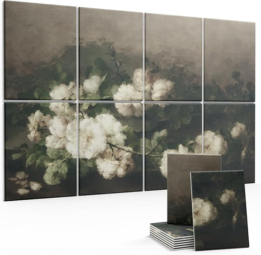 Wall Art Felt Bulletin Board,47''X31''Cork Boards Alternative Wall Panels-8-Pack with 50 Adhesive Tabs, Decorative Panels for Living Room and Recording Studio, Offices-Stilleven met gitaar en rozen