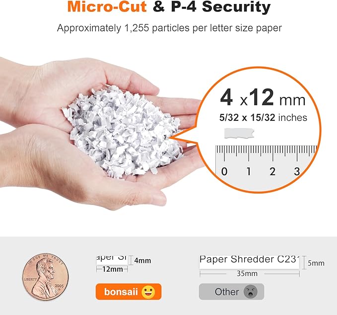 Bonsaii 100 Sheets Auto Feed Paper Shredder, Up to 30 Minutes Shredders for Home Office Use, Micro-Cut Heavy Duty Shredder / 4.2 Gallons/Security Level P-4 (C231-D)