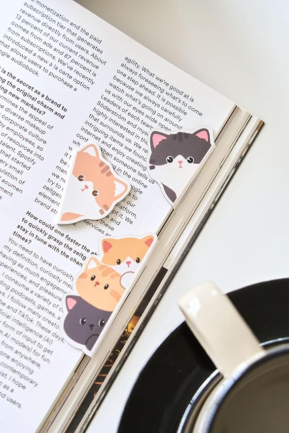 5pcs Cute Magnetic Bookmark, Funny Peeping Cat Book Marker Clip for Teachers, Students, Book Lovers Gifts, Printing on 2 Side