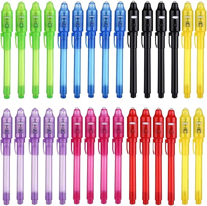 30PCS Invisible Ink Pens with UV Light, Party Favors for Kids, Spy Pens, Magic Pen Disappearing Ink for Writing Secret Message, Classroom Prizes, Stocking Stuffers