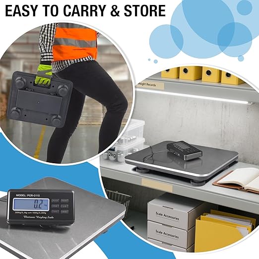 SurmountWay Shipping Scale 660lbs LCD Digital Platform Heavy Duty Portable Stainless Platform for Postal Shipping Scale Industrial Floor Scale W/ 14"X 12"