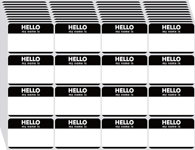 Zacool 480 Pcs Black Name Tag Stickers (3 "x 2") Identification Badges,Peel and Stickers "Hello My Name is" Name Tags Stickers Newborn Baby Name Sticker for Themed Party Family Home School Office