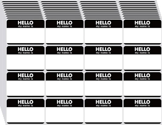 Zacool 480 Pcs Black Name Tag Stickers (3 "x 2") Identification Badges,Peel and Stickers "Hello My Name is" Name Tags Stickers Newborn Baby Name Sticker for Themed Party Family Home School Office