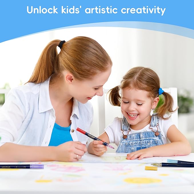 48 Colors Double Line Outline Markers, Shimmer Outline Marker Pen Set with Metallic & Glitter Effects, Self-Outline Shimmer Markers for Card Making, DIY Art, and Doodling, Perfect for Kids & Adults