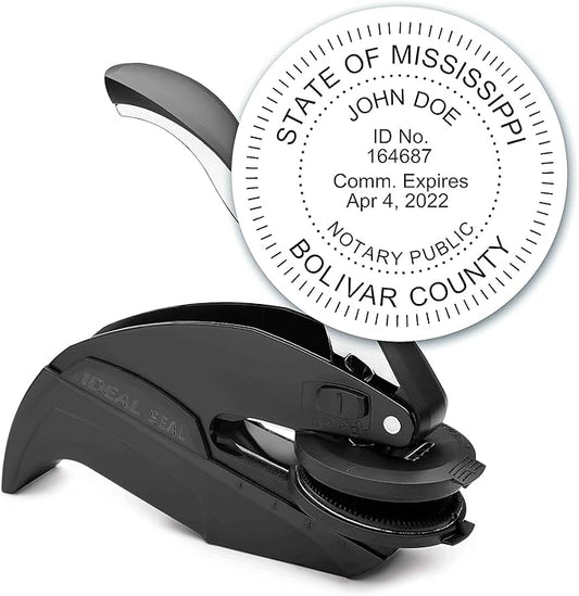 MaxMark Notary Seal Round Embosser for Mississippi State - Includes Gold Burst Seal Labels (50 Count)