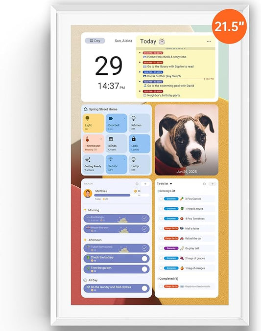 ApoloSign Digital Calendar: Electronic Calendar, Smart Touchscreen Interactive Display for Chore Chart, Family Schedules Planner, Supports All Apps via Google Play (White, 21.5-inch)