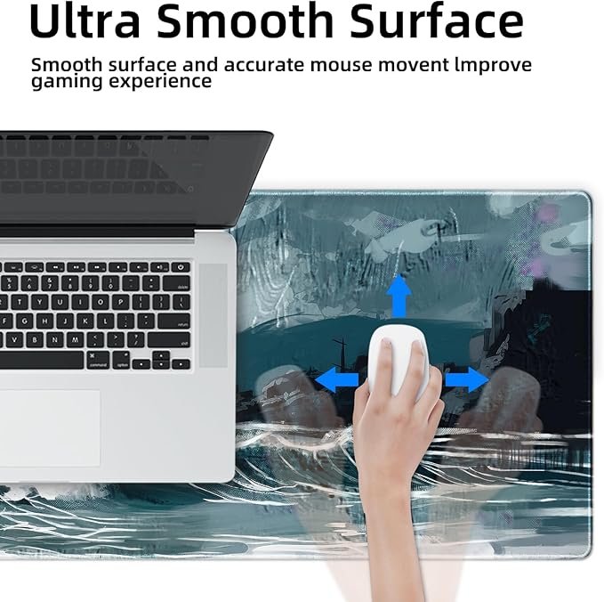 Galdas Gaming Mouse Pad XXL XL Large Long Extended Big Mousepad Non-Slip Rubber Keyboard Mouse Pad with Stitched Edges for Laptop Home Office (31.5x11.8x0.08 Inch) … (Ink Painting)