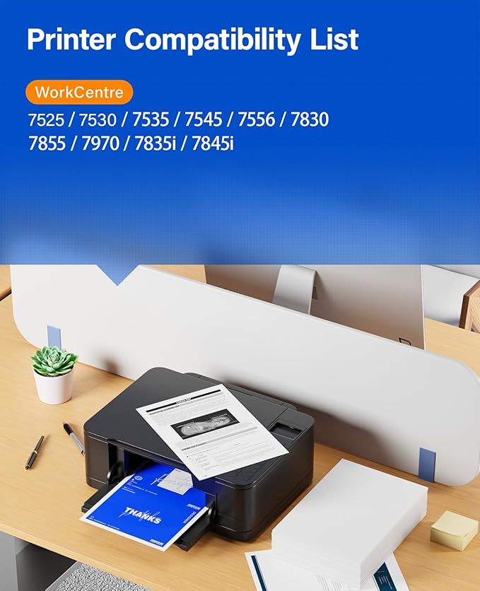 7525 Toner Cartridge Set 4-Pack High-Yield Replacement for Xerox 006R01513 006R01514 006R01515 006R01516 Compatible for Xerox Workcentre 7525 7530 7535 7545 7556 7830 7855 7970 7835i 7845i Printer Ink