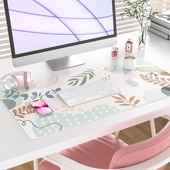 Colorful Star Large Mouse Pad, Abstract Botanical Waterproof Desk Mat, Boho Computer Gaming Mouse Pad, Minimalist XXL Full Desk Mousepad Non Slip Desk Pad for School Office Home 31.5" x 15.7"