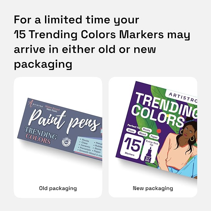 ARTISTRO 15 Acrylic Paint Pens, Art Set Acrylic Paint Markers, Fabric Markers for Textile, Canvas, Rock, Glass, Wood, Paper, Pumpkin, DIY for Kids and Adults