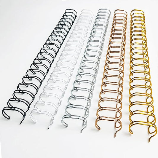 Binditek 50 Pack Double Loop Wire Binding Spines, 5/8 in Binding Wire for Letter Size, 2:1 Pitch, 140 Sheet Capacity, 21-Loop, 5 Assorted Colors (Black, Gold, Silver, White, Rose Gold)