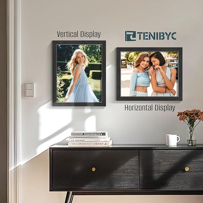 11x14 Picture Frames Set - 3 Pack - Black Solid Wood Poster Frame - Tempered Glass - Exclusive Woodgrain - Rooms, Offices, Gallery, Studio, and Hallway, Wall Display Decor