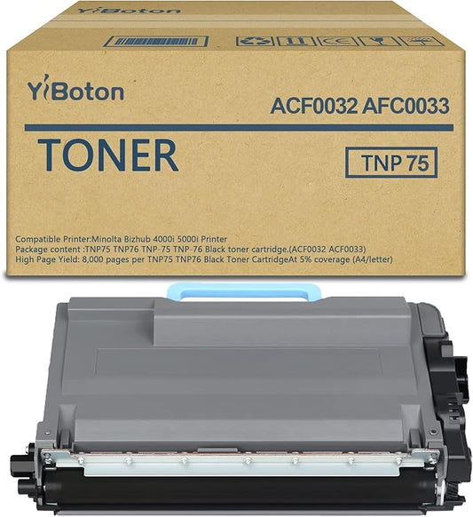 High Yield TNP75 TNP76 TNP-75 TNP-76 Black Toner Cartridge Compatible with Konica Minolta Toner Cartridge for Konica Bizhub 4000i 5000i Printer (ACF0032 AFC0033)