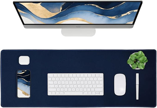 ALOANES Waterproof Mouse Pad with Durable Stitched Edge, XL Gaming Keyboard Pad, Non-Slip Rubber Base Mouse Mat, Extended Desk pad for Gamer, Office & Home, Dark Blue Mousepad 31.5''x 11.8''x 0.12''