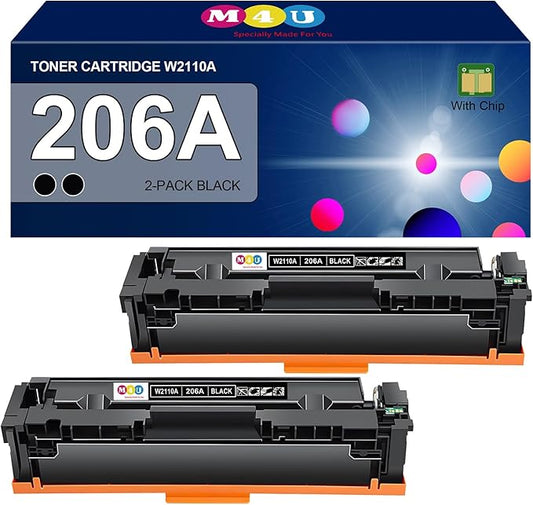 206A Black Toner Cartridges(with Chip) Compatible with 206A Toner Cartridges W2110A, Working for Color Laser Jet Pro MFP m283fdw M283cdw M255dw M283 Printer(2 Pack, Black)