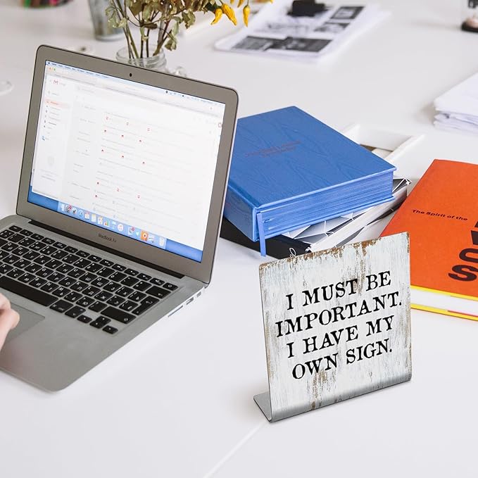 Funny Desk Signs for Work Office, I Must Be Important I Have My Own Sign,Work Office Decor for Women Men,Office Desk for Coworker Work bestie Friend, Office Humor Decor Sign Plaque XB282